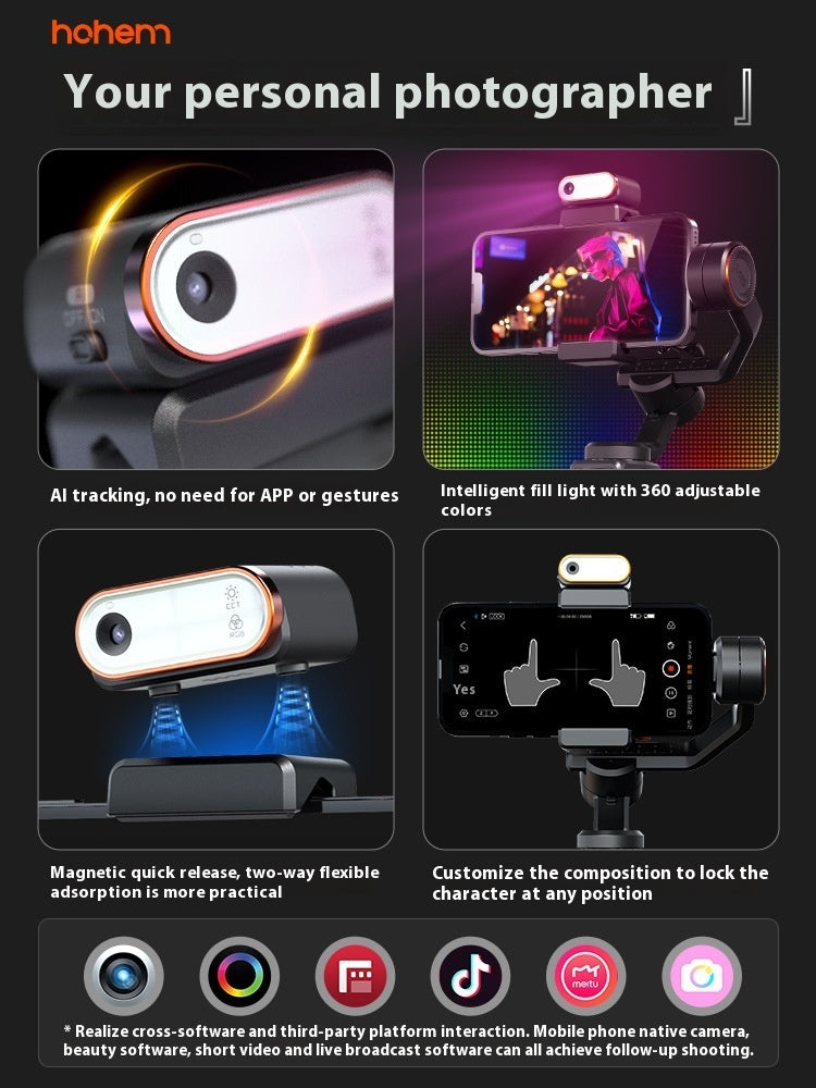 Vast Mobile Phone Stabilizer AI Face Tracking Gimbal | مثبت هاتف محمول بتتبع الوجه بالذكاء الاصطناعي