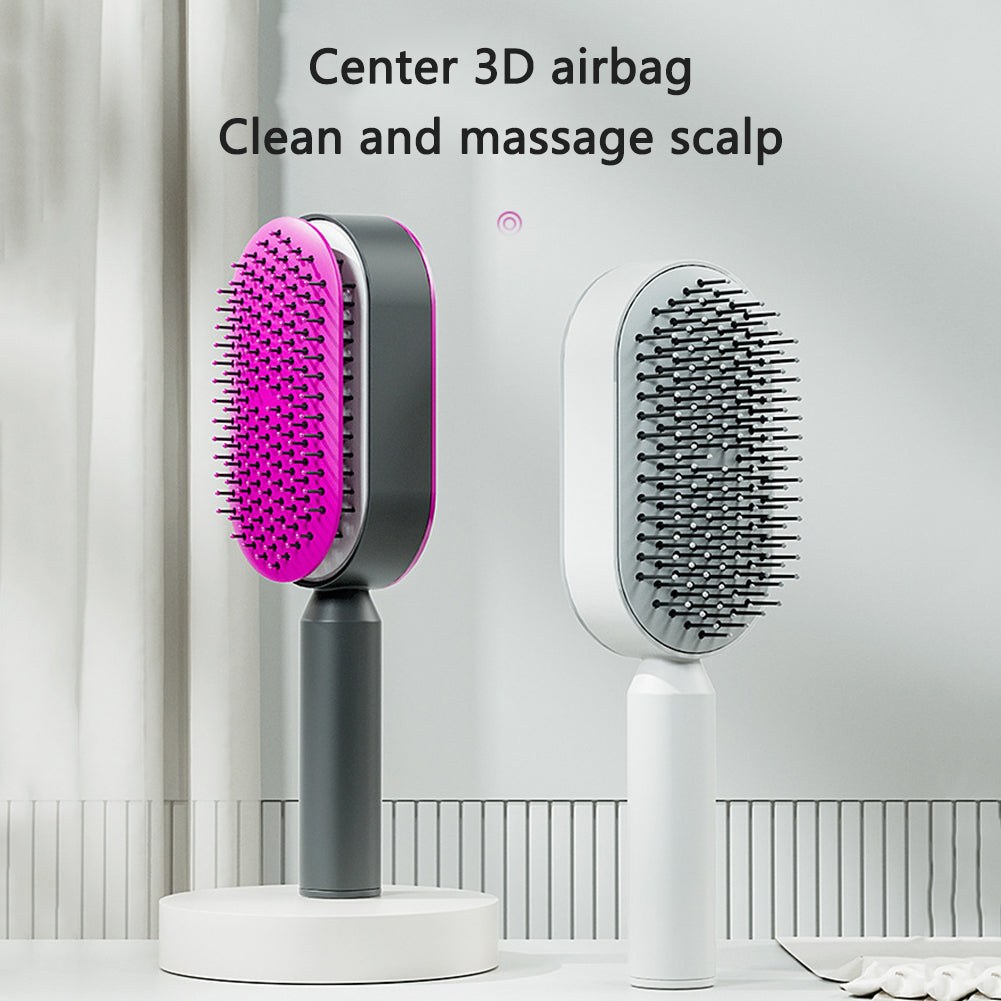 فرشاة شعر ذاتية التنظيف بضغطة واحدة مضادة للكهرباء لمساج فروة الرأس | Self Cleaning Hair Brush One-key Cleaning Anti-Static Airbag Massage Scalp Comb