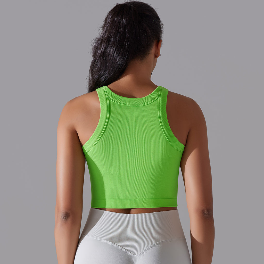 قميص رياضي نسائي بدون أكمام محبوك سلس | Women's Sleeveless Vest Running Fitness Seamless Knitted Sports Top