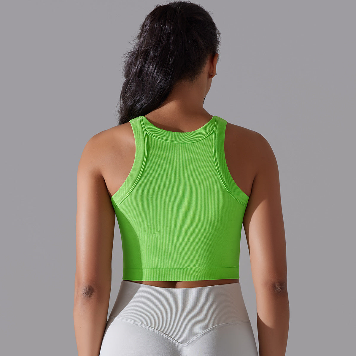 قميص رياضي نسائي بدون أكمام محبوك سلس | Women's Sleeveless Vest Running Fitness Seamless Knitted Sports Top