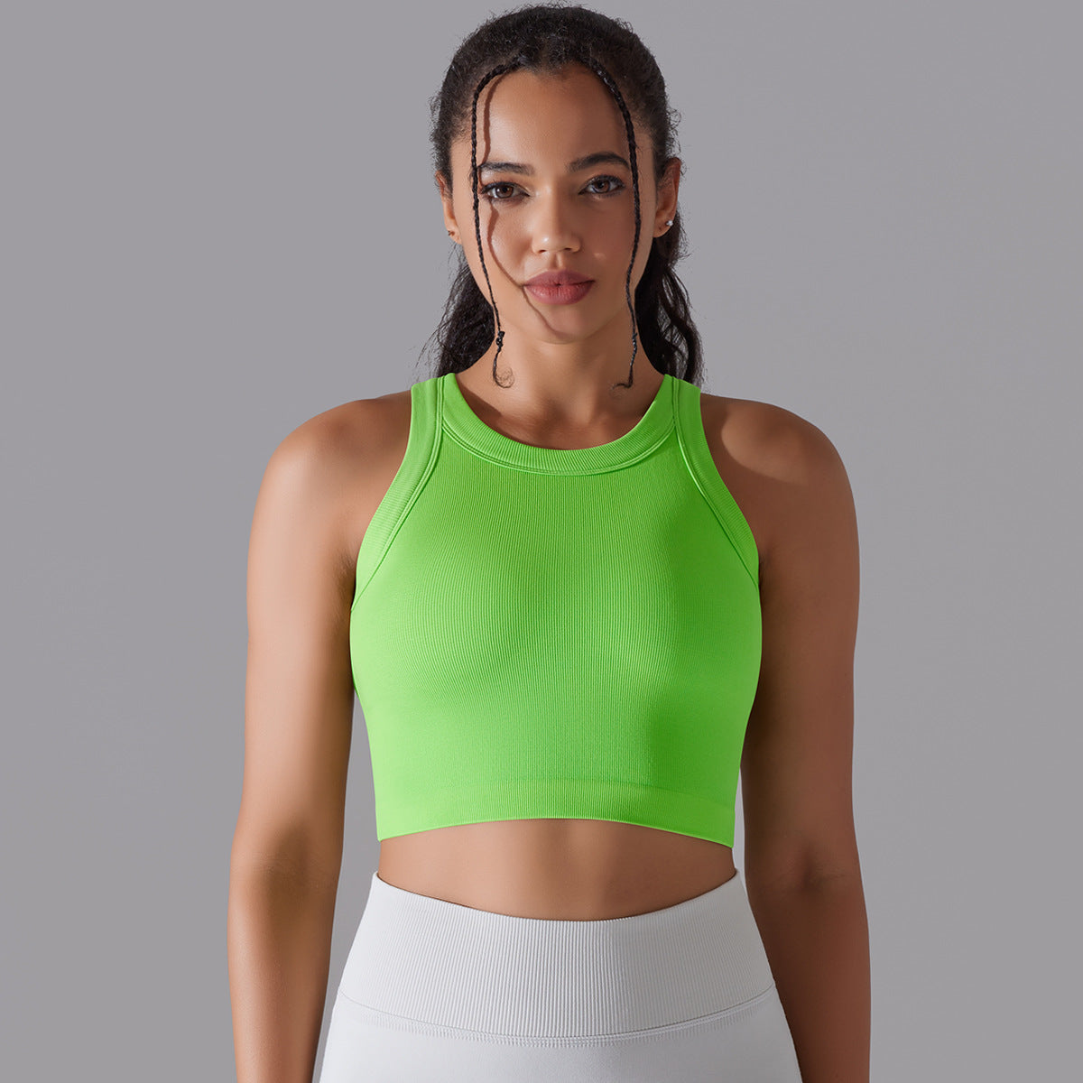 قميص رياضي نسائي بدون أكمام محبوك سلس | Women's Sleeveless Vest Running Fitness Seamless Knitted Sports Top
