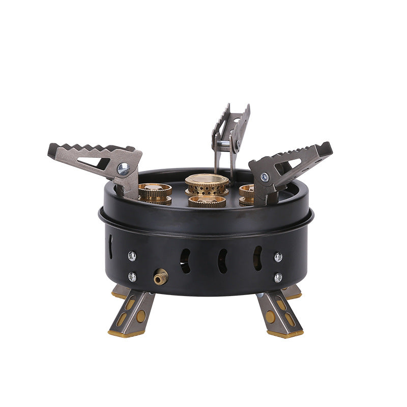 موقد غاز محمول مضاد للرياح للتخييم والرحلات الخارجية | Portable Windproof Camping Cookout Gas Stove Holder Set