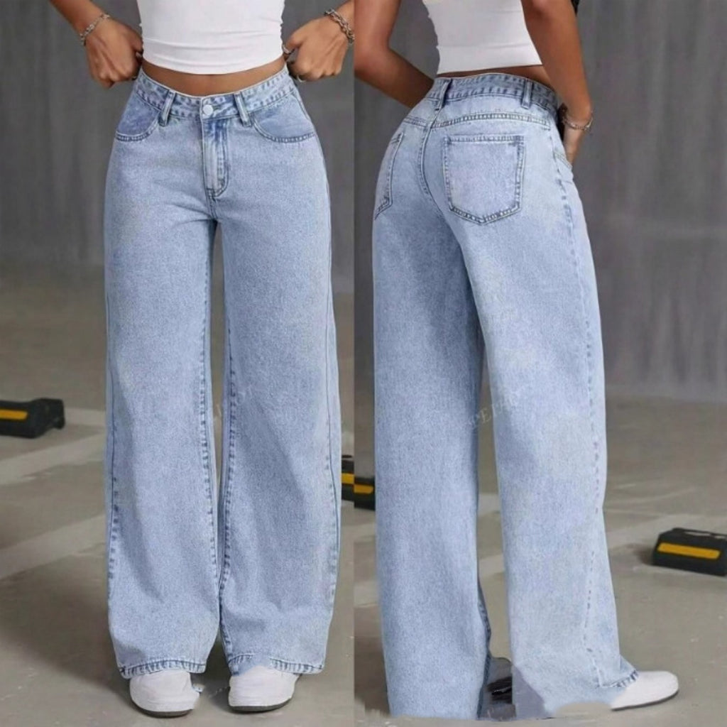 جينز نسائي خصر عالي مستقيم | Sweet Spicy High Waist Straight Jeans Women