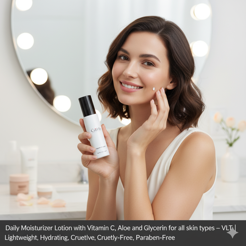 Daily Moisturizer Lotion with Vitamin C, Aloe & Glycerin – Hydrating Face Cream for All Skin Types – VLT