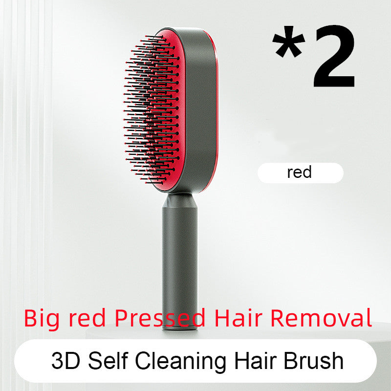 فرشاة شعر ذاتية التنظيف بضغطة واحدة مضادة للكهرباء لمساج فروة الرأس | Self Cleaning Hair Brush One-key Cleaning Anti-Static Airbag Massage Scalp Comb