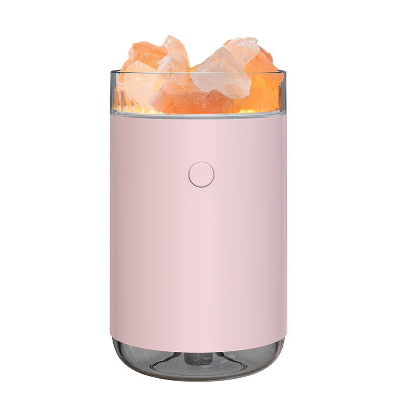 Air Humidifier Crystal Salt Stone Desktop Aromatherapy Essential Oil Ultrasonic Diffuser With LED Lamp | جهاز ترطيب الهواء بحجر الملح البلوري مع زيوت عطرية وإضاءة LED