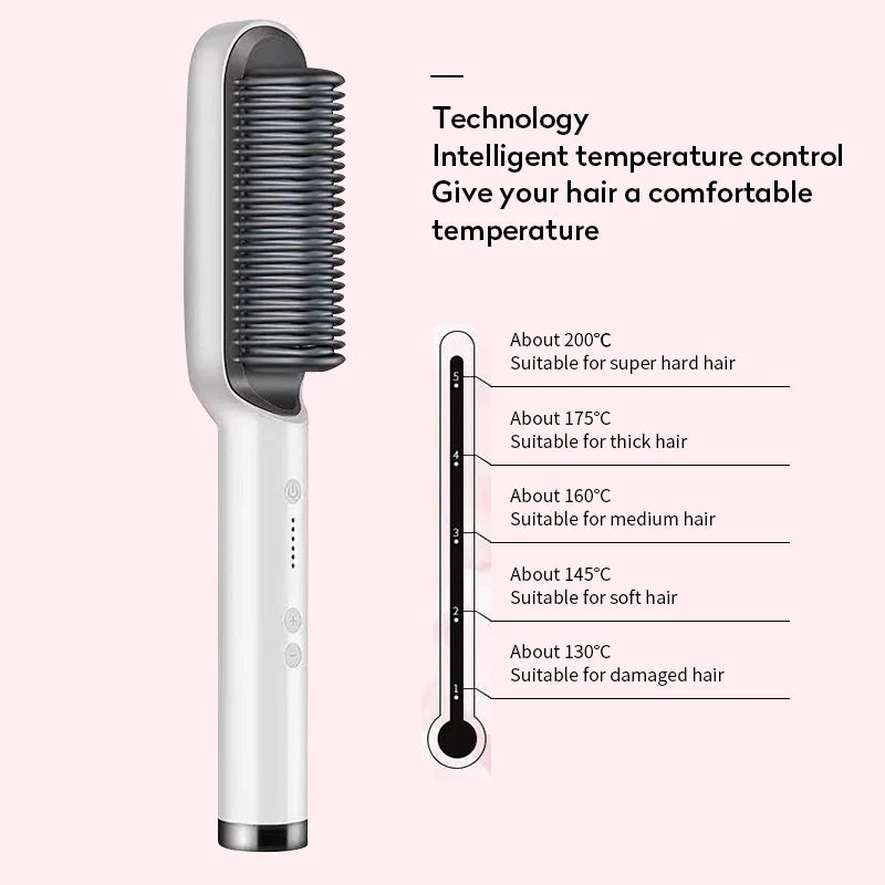 مكواة شعر 2 في 1 مع تجعيد | New 2 In 1 Hair Straightener Hot Comb Curling Tong Electric Hair Brush