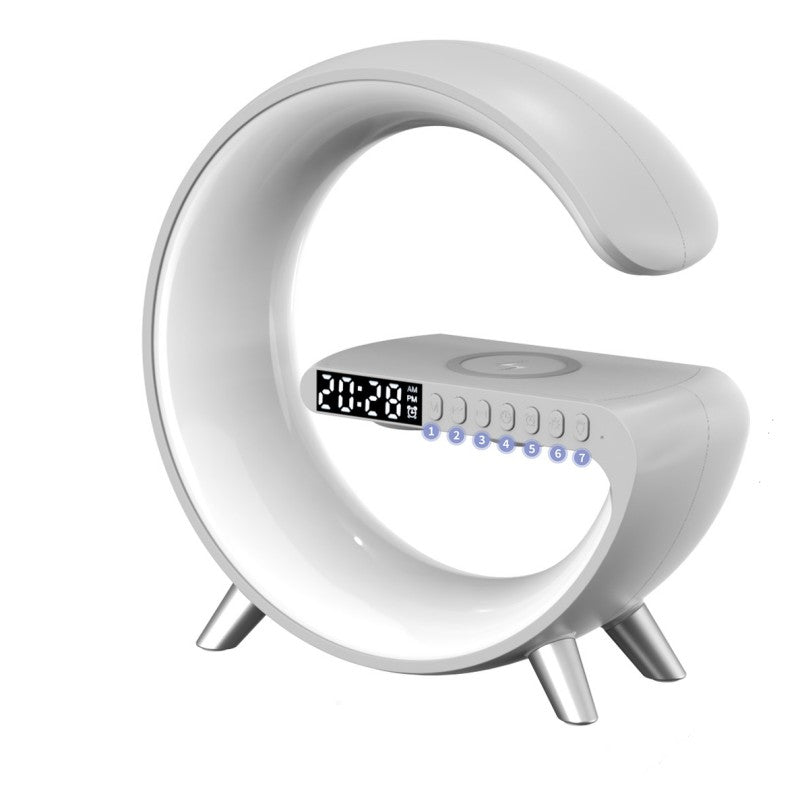 مصباح LED ذكي على شكل G مع سماعة بلوتوث وشاحن لاسلكي | New Intelligent G Shaped LED Lamp Bluetooth Speaker Wireless Charger