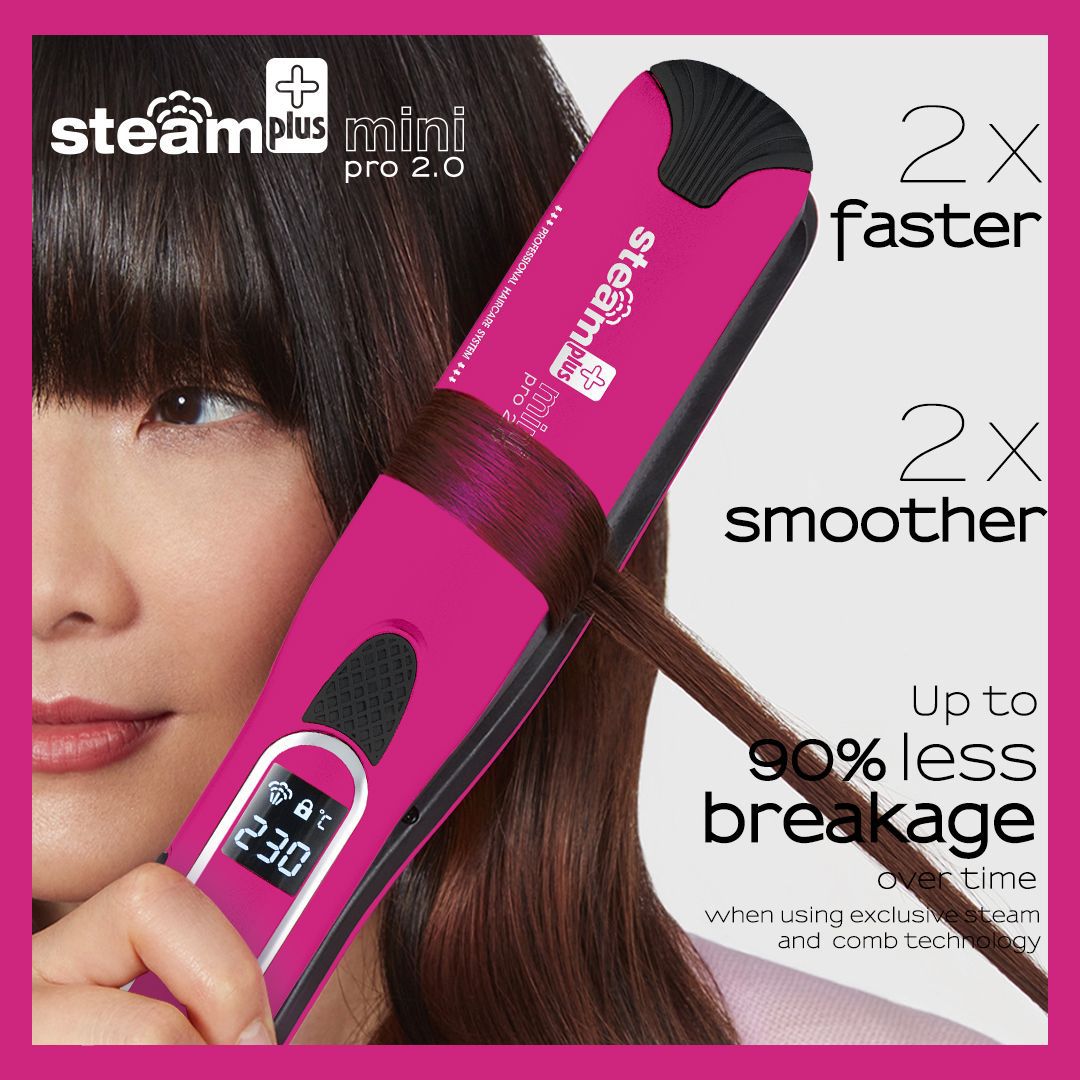 مكواة شعر بخار ميني للفرد والتمويج | Mini Steam Splint Spray Steam Hair Straightener For Curling Or Straightening