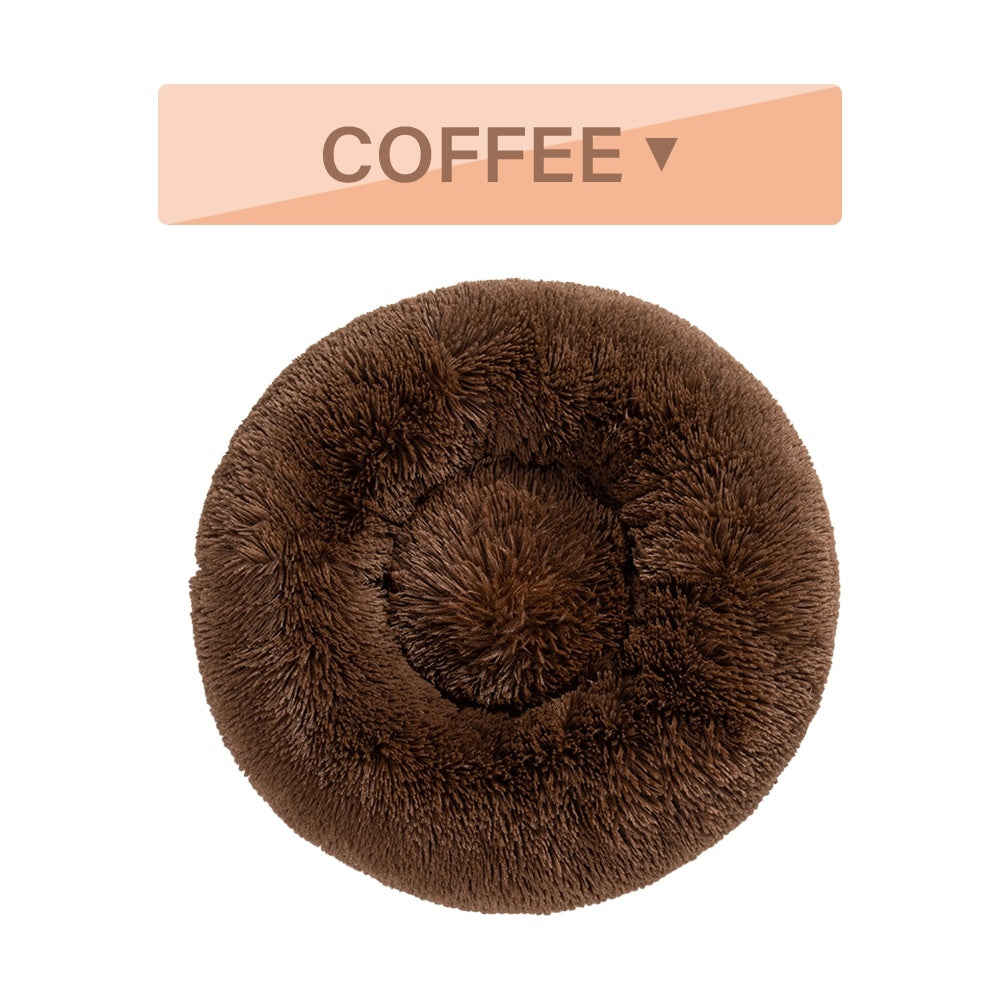 سرير كلاب دونات فخم ناعم ودافئ للحيوانات الأليفة | Fluffy Donut Dog Bed Warm Soft Long Plush Pet Cushion