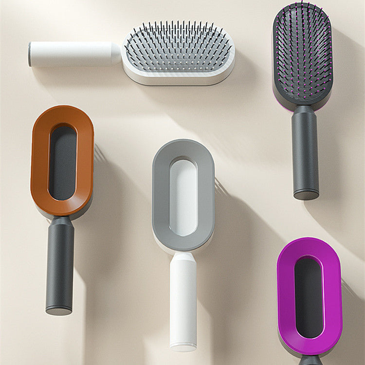 فرشاة شعر ذاتية التنظيف بضغطة واحدة مضادة للكهرباء لمساج فروة الرأس | Self Cleaning Hair Brush One-key Cleaning Anti-Static Airbag Massage Scalp Comb