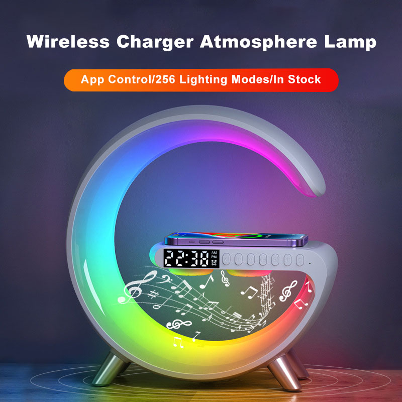 مصباح LED ذكي على شكل G مع سماعة بلوتوث وشاحن لاسلكي | New Intelligent G Shaped LED Lamp Bluetooth Speaker Wireless Charger