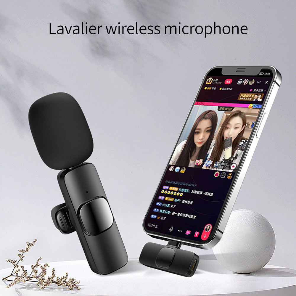 ميكروفون لافالير لاسلكي محمول للتسجيل الصوتي والمرئي | Wireless Lavalier Microphone Portable Audio Video Recording Mini Mic