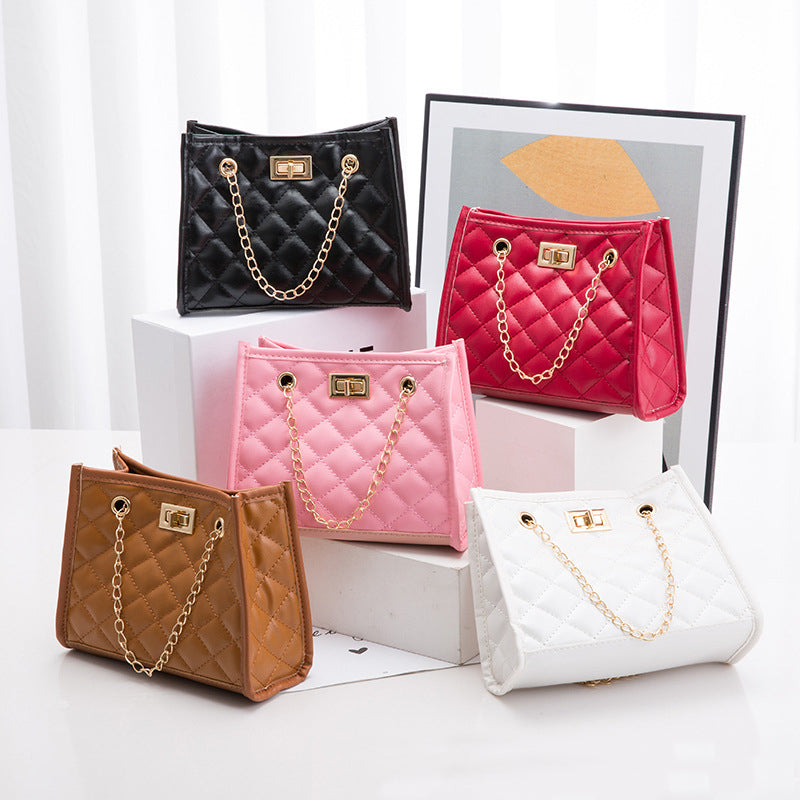 حقيبة كتف صغيرة بسلسلة بخياطة معينية مربعة للنساء | Mini Chain Shoulder Bags Rhombus Sewing Small Square Bags For Women