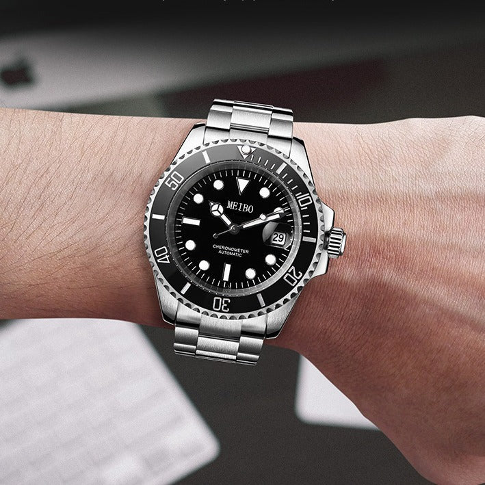 ساعة رجالية بسوار فولاذي وتقويم وعدسة تكبير | Magnifying Glass Calendar Men's Watch With A Steel Strap