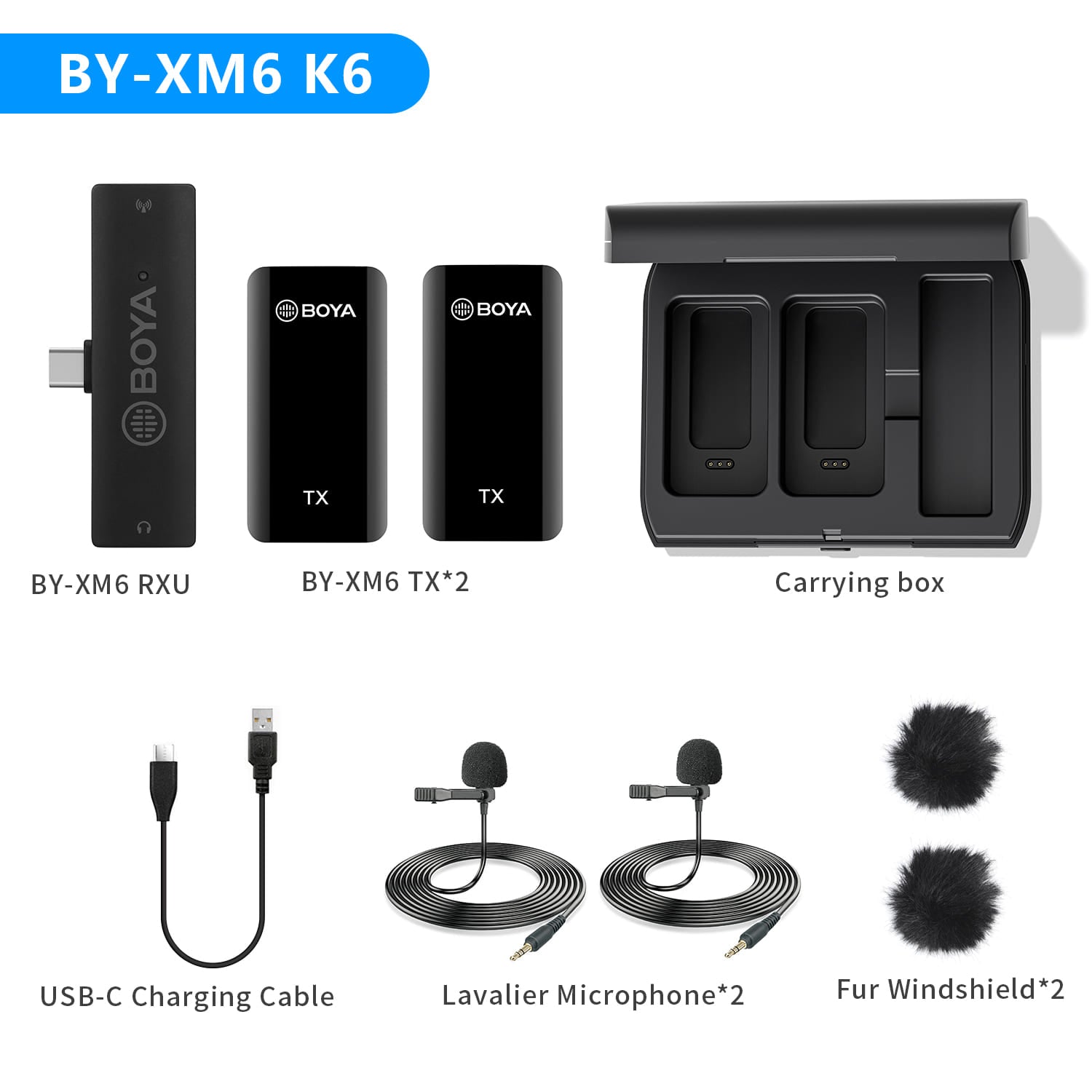 مايكروفون BOYA BY-XM6 لاسلكي احترافي للهاتف والكاميرا | BOYA BY-XM6 Wireless Microphone for Mobile Phone SLR Camera
