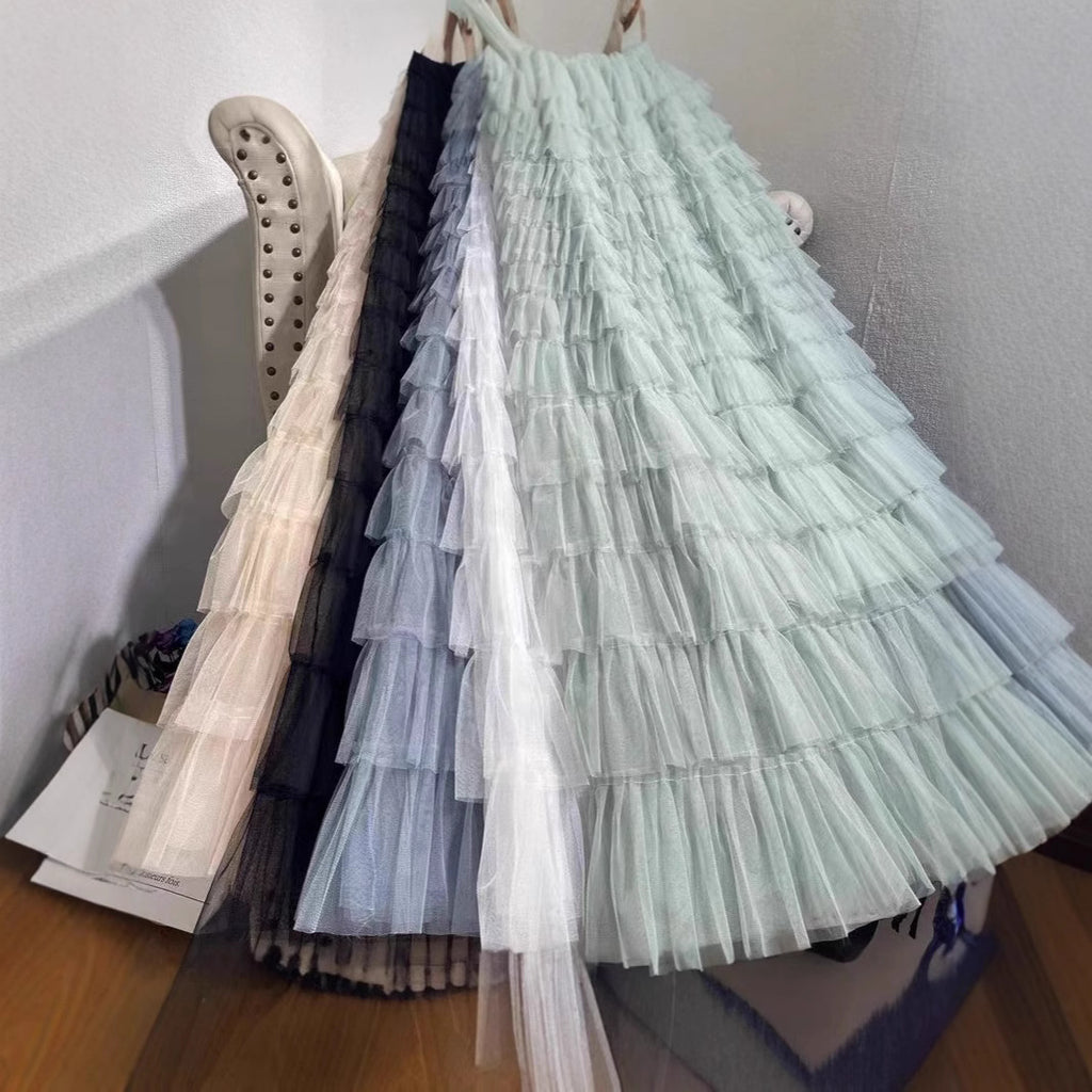 تنورة شبكية نسائية بطبقات للربيع | New Mesh Cake Skirt For Women Spring Style