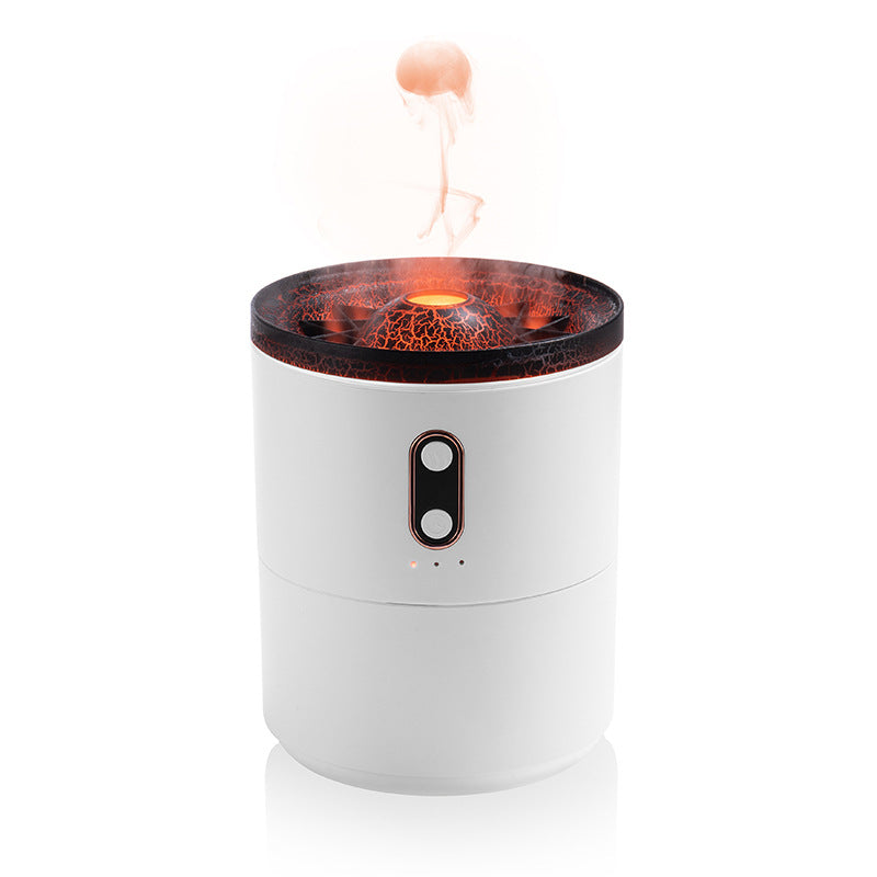 Volcanic Flame Aroma Essential Oil Diffuser USB Portable Jellyfish Air Humidifier Night Light Lamp | موزع زيوت عطرية بلهب بركاني مرطب هواء محمول بإضاءة ليلية