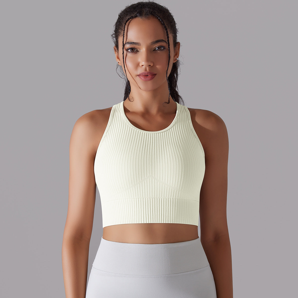 صدرية يوغا محبوكة سلسة بظهر جميل | Seamless Knitted Solid Color I-shaped Beauty Back Yoga Vest