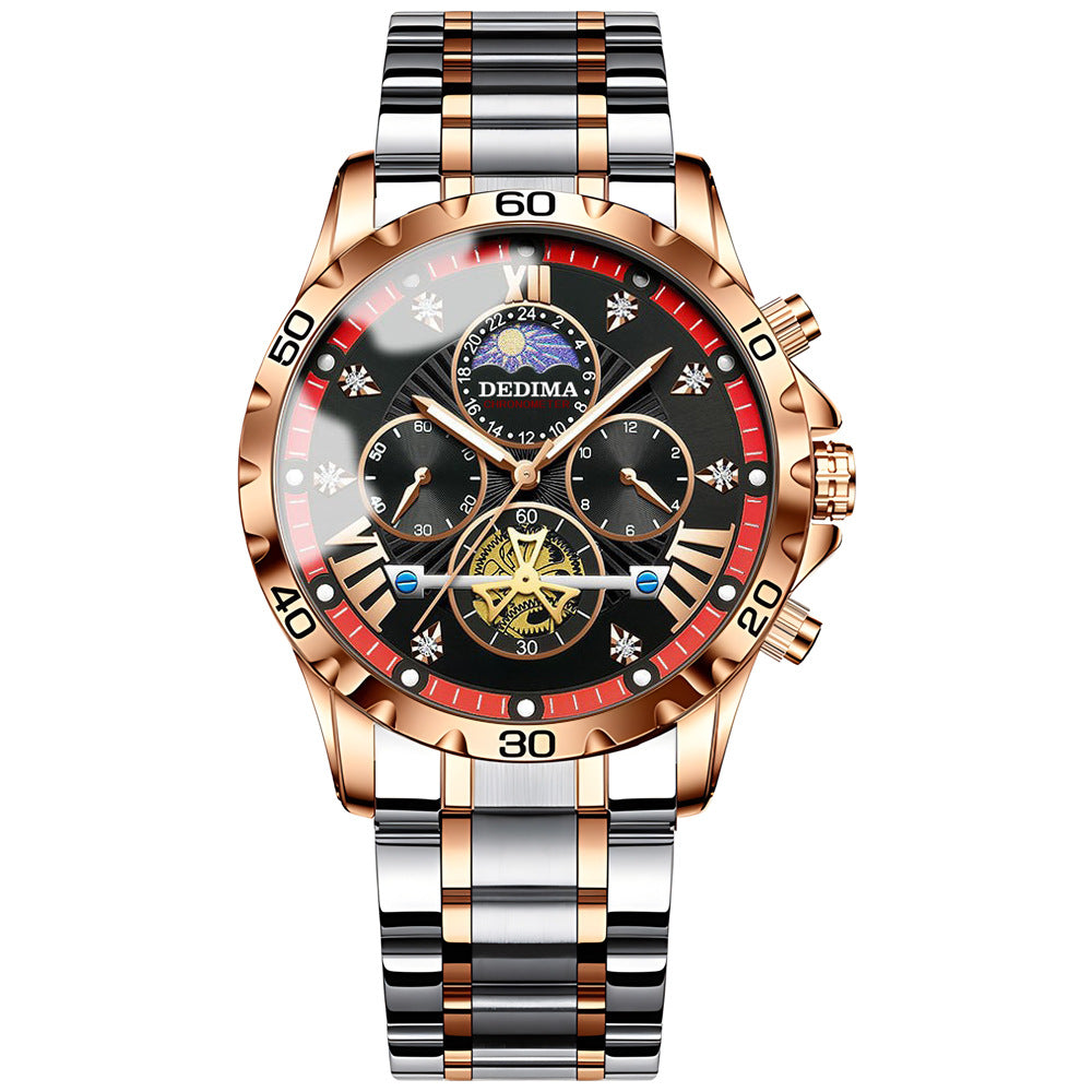 ساعة كوارتز مضيئة مقاومة للماء بعجلة طيارة لرجال الأعمال | Business Luminous Waterproof Flywheel Quartz Watch