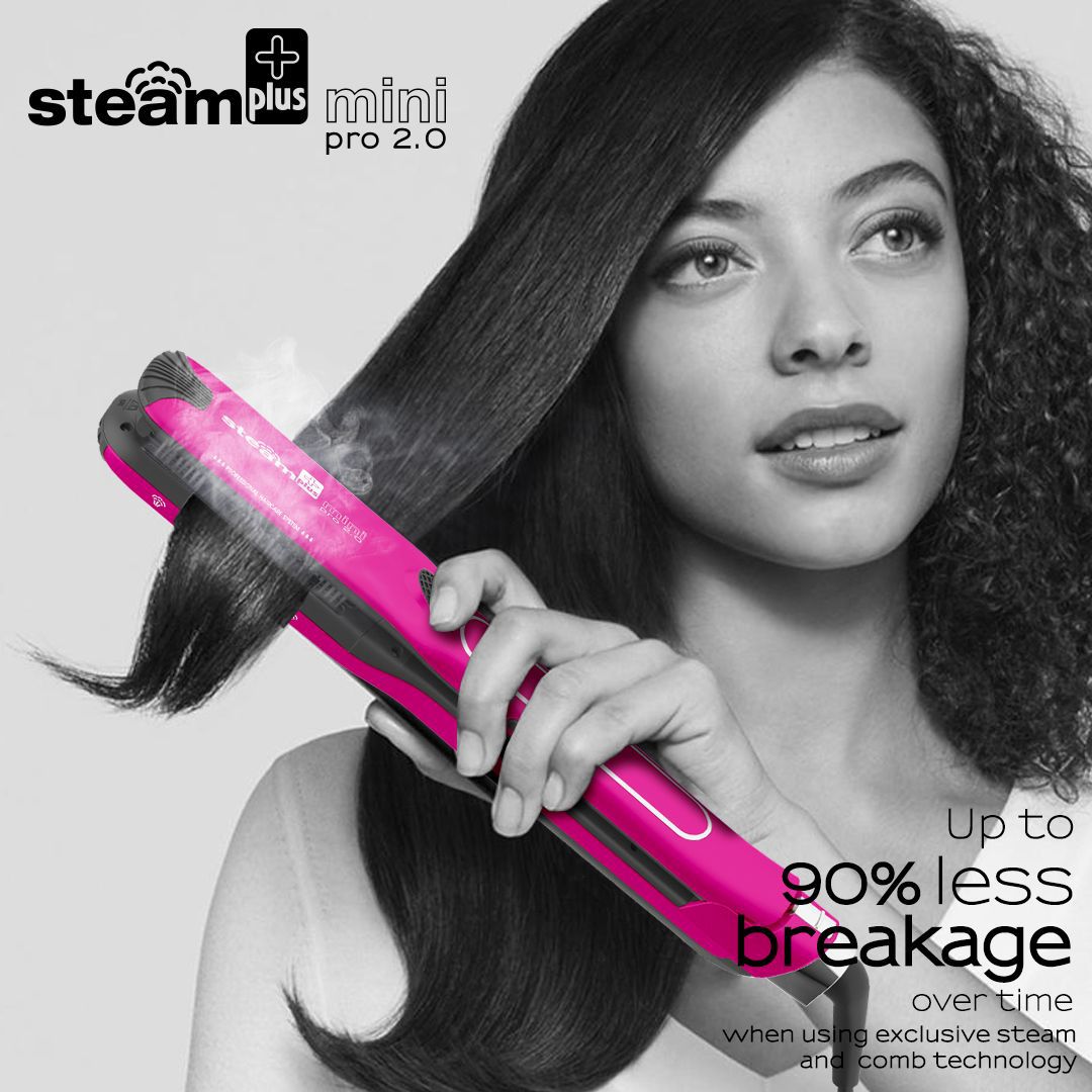 مكواة شعر بخار ميني للفرد والتمويج | Mini Steam Splint Spray Steam Hair Straightener For Curling Or Straightening