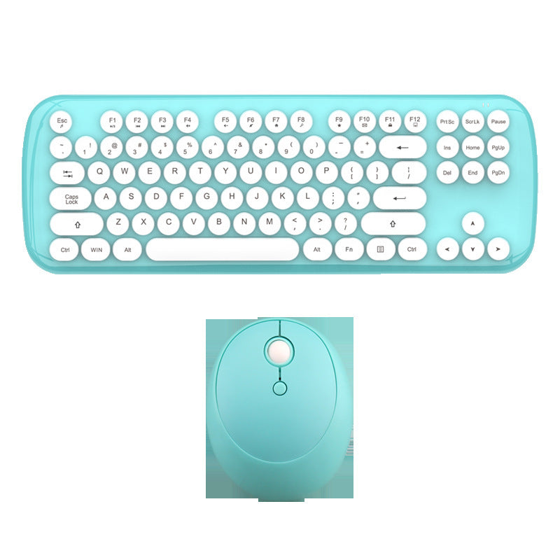 طقم كيبورد وماوس لاسلكي بألوان ريترو للبنات | Wireless Keyboard And Mouse Set Girls Color Retro