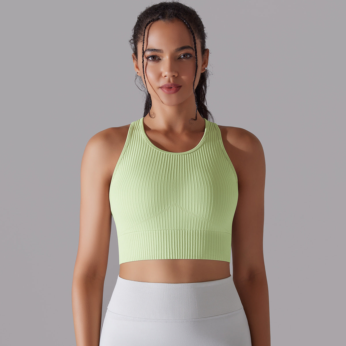 صدرية يوغا محبوكة سلسة بظهر جميل | Seamless Knitted Solid Color I-shaped Beauty Back Yoga Vest
