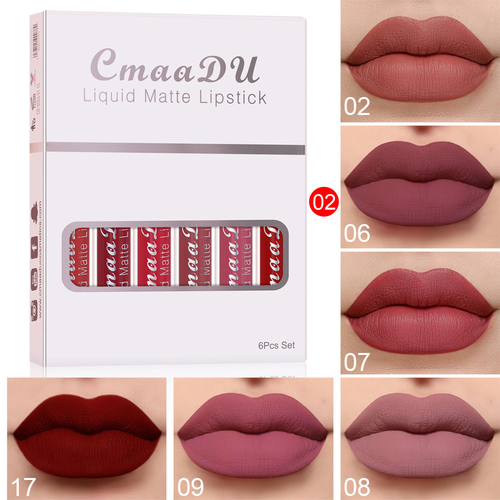 6 علب أحمر شفاه مطفي مقاوم للماء طويل الأمد | 6 Boxes Matte Non-stick Cup Waterproof Lipstick Long Lasting Lip Gloss