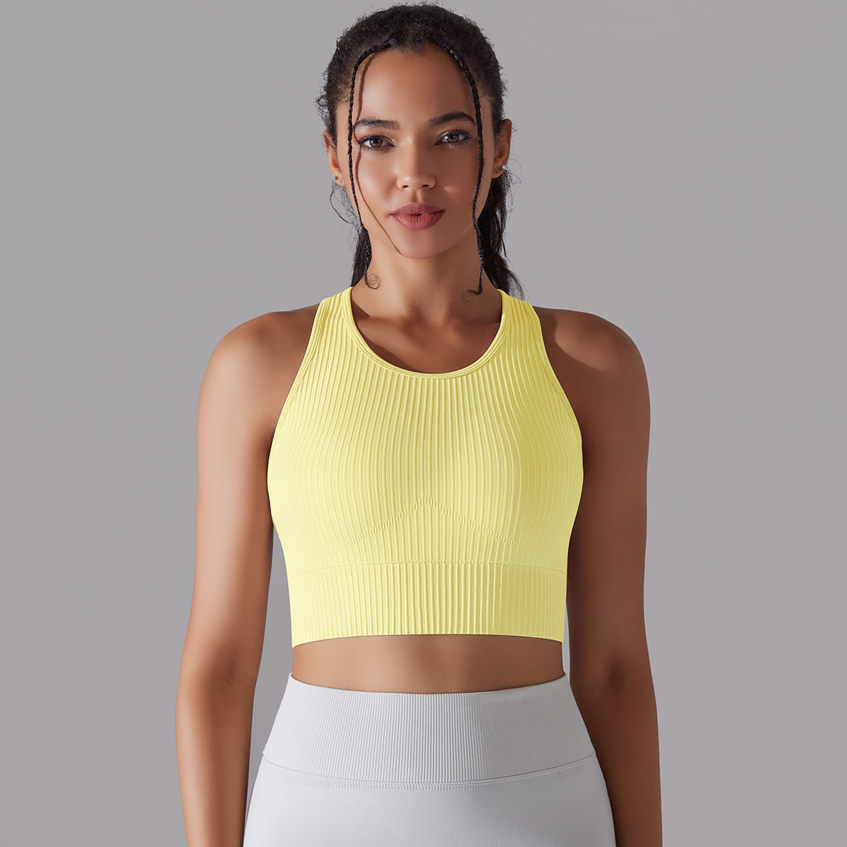 صدرية يوغا محبوكة سلسة بظهر جميل | Seamless Knitted Solid Color I-shaped Beauty Back Yoga Vest