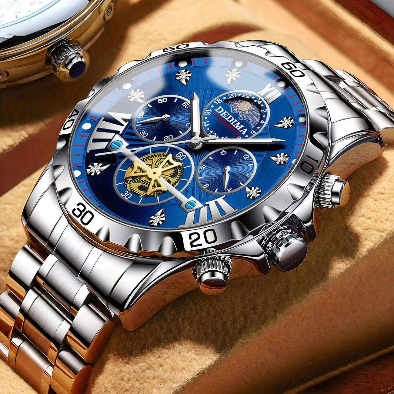 ساعة كوارتز مضيئة مقاومة للماء بعجلة طيارة لرجال الأعمال | Business Luminous Waterproof Flywheel Quartz Watch