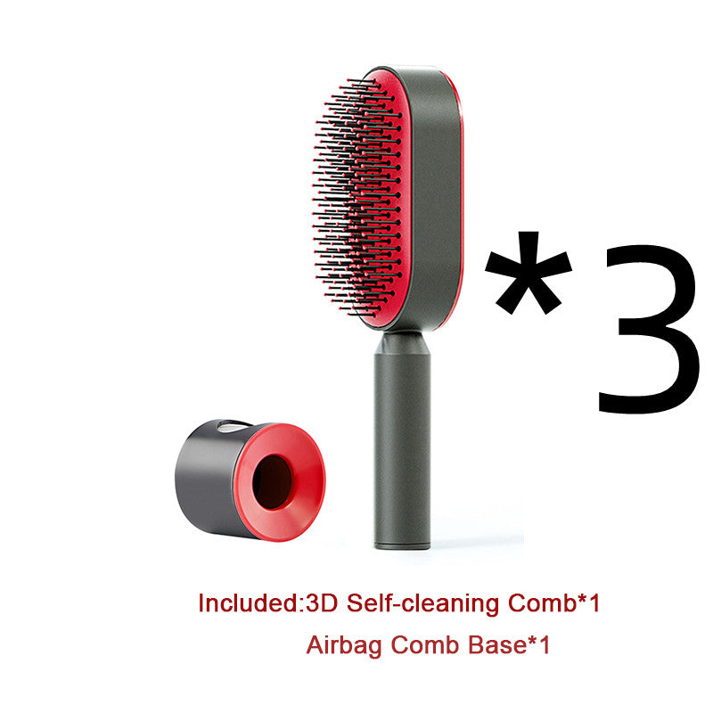 فرشاة شعر ذاتية التنظيف بضغطة واحدة مضادة للكهرباء لمساج فروة الرأس | Self Cleaning Hair Brush One-key Cleaning Anti-Static Airbag Massage Scalp Comb