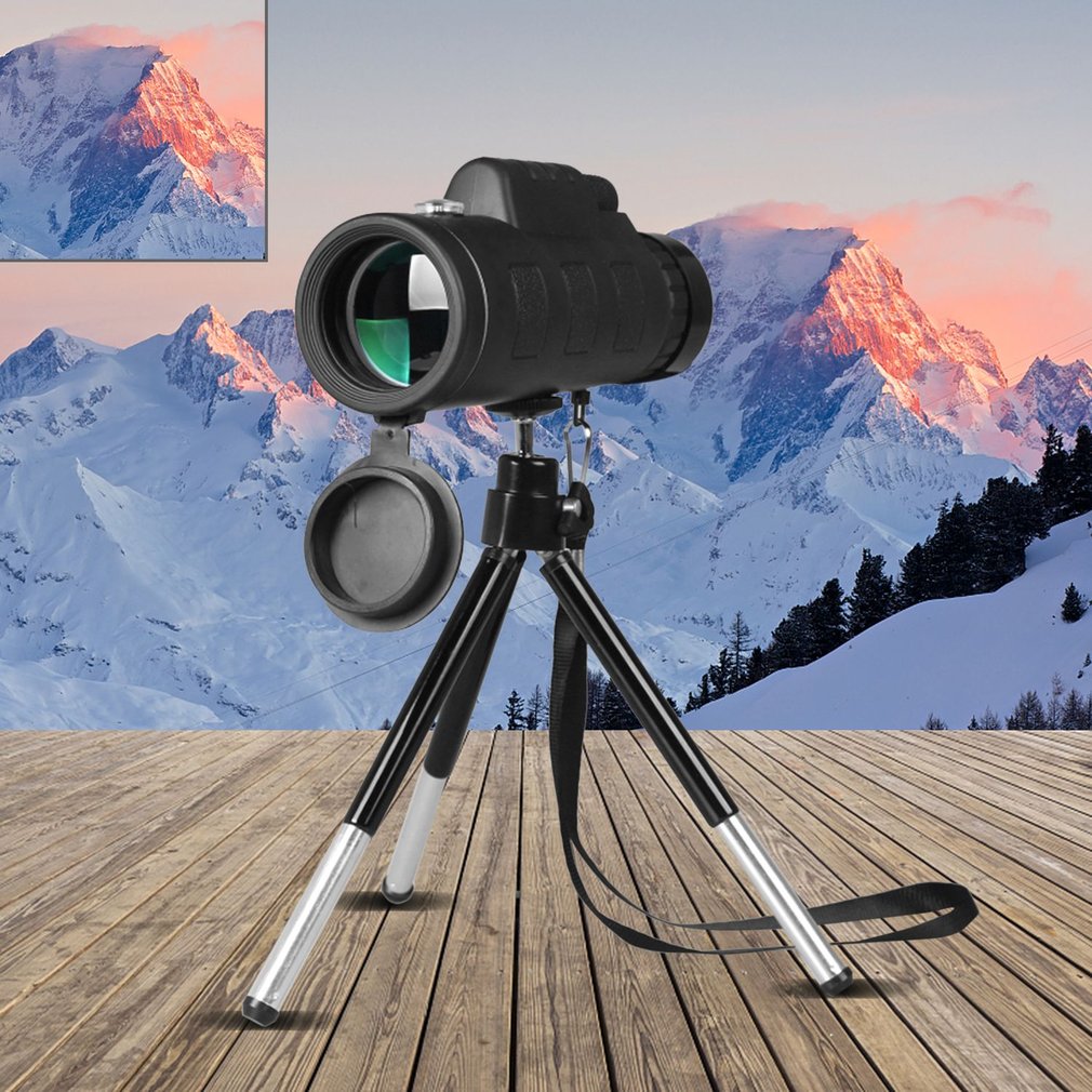تلسكوب أحادي العين قابل للتكبير مع بوصلة وحامل هاتف وحامل ثلاثي | Monocular Telescope Zoom Scope with Compass Phone Mount Tripod