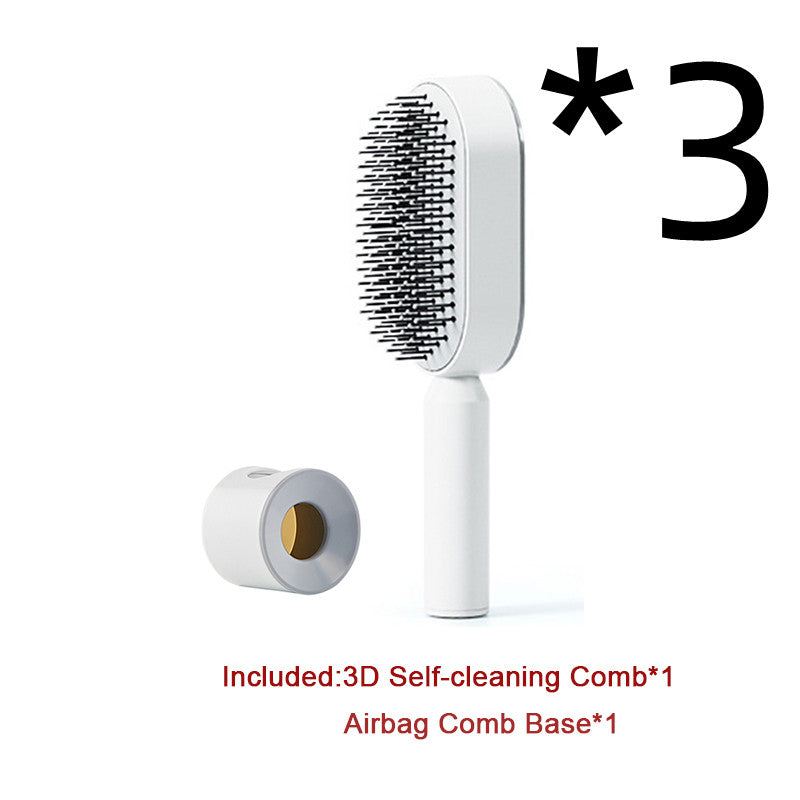 فرشاة شعر ذاتية التنظيف بضغطة واحدة مضادة للكهرباء لمساج فروة الرأس | Self Cleaning Hair Brush One-key Cleaning Anti-Static Airbag Massage Scalp Comb