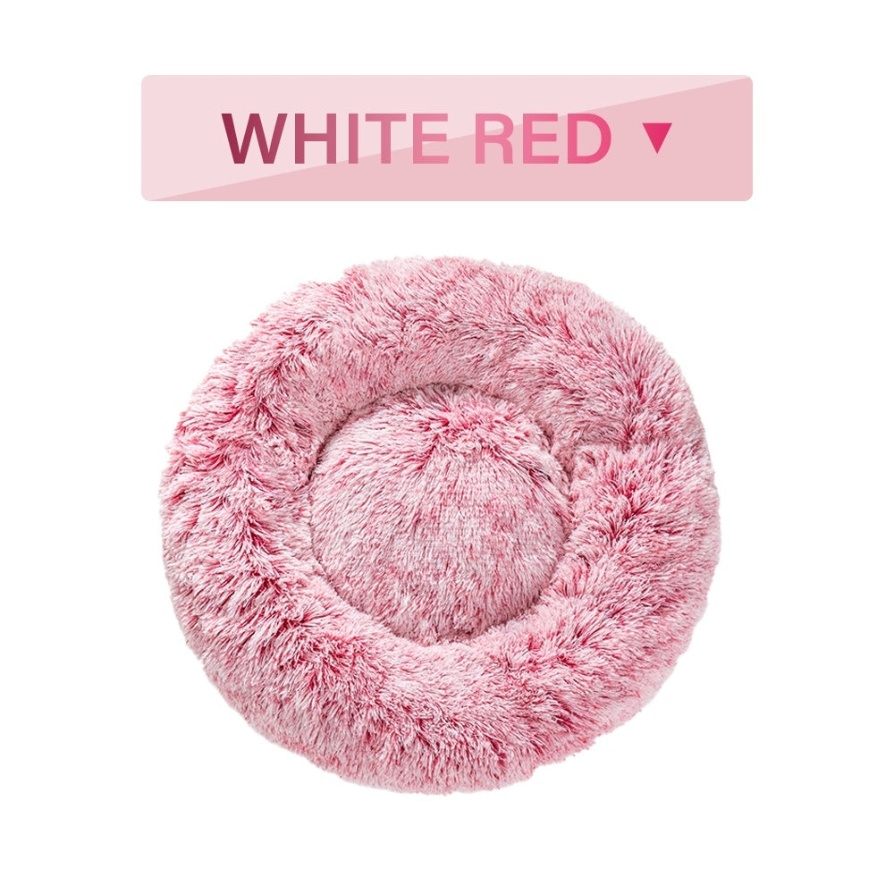 سرير كلاب دونات فخم ناعم ودافئ للحيوانات الأليفة | Fluffy Donut Dog Bed Warm Soft Long Plush Pet Cushion