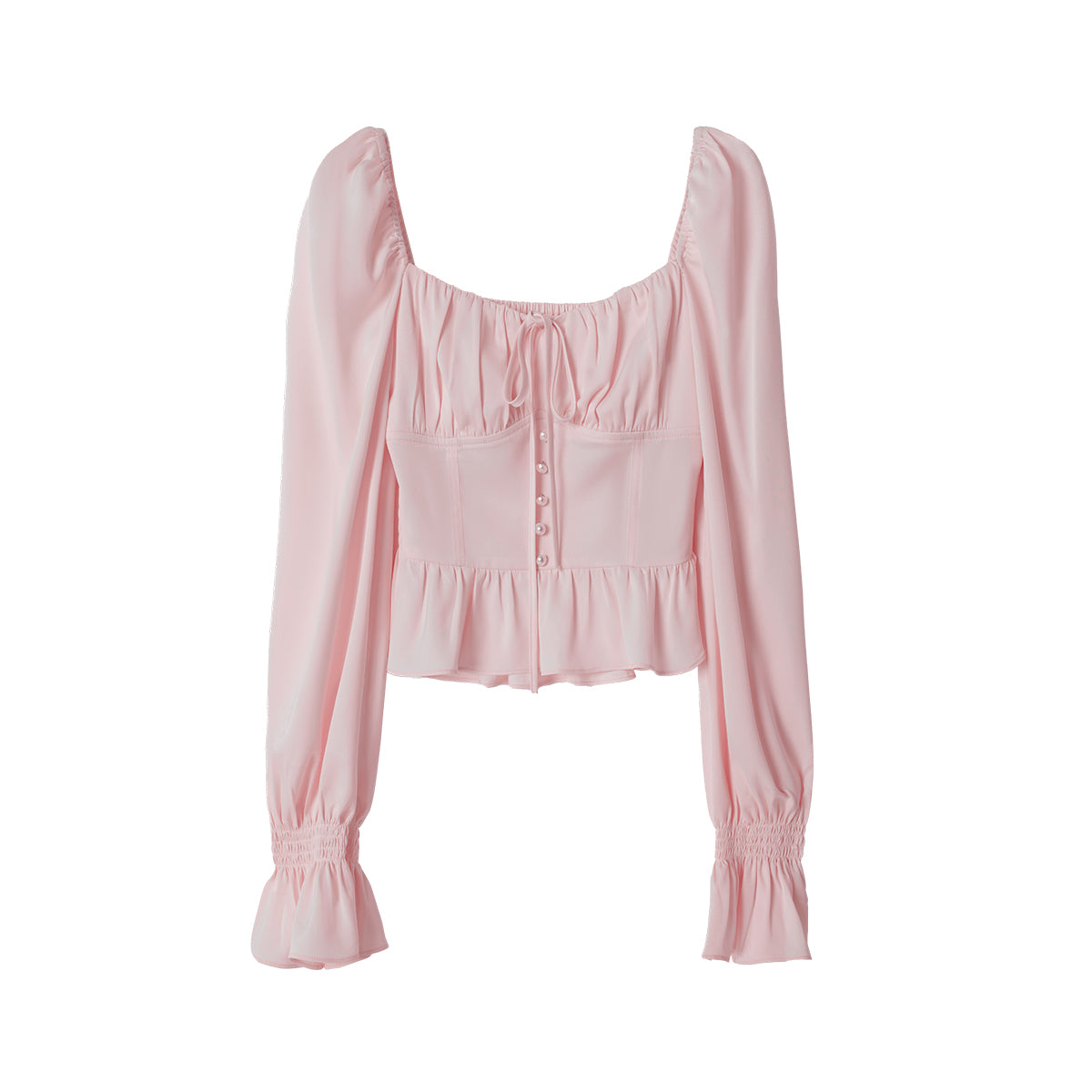 قميص نسائي فرنسي أنيق بياقة مربعة | French Beautiful Small Shirt With Square Collar And Waist Up Top