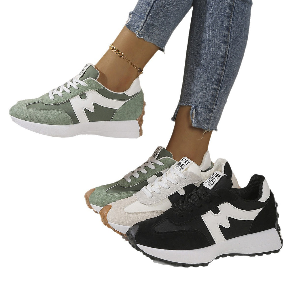 حذاء سنيكرز نسائي كاجوال بنعل سميك برباط | Womens Chunky-Soled Sneakers Lace-up Casual Shoes