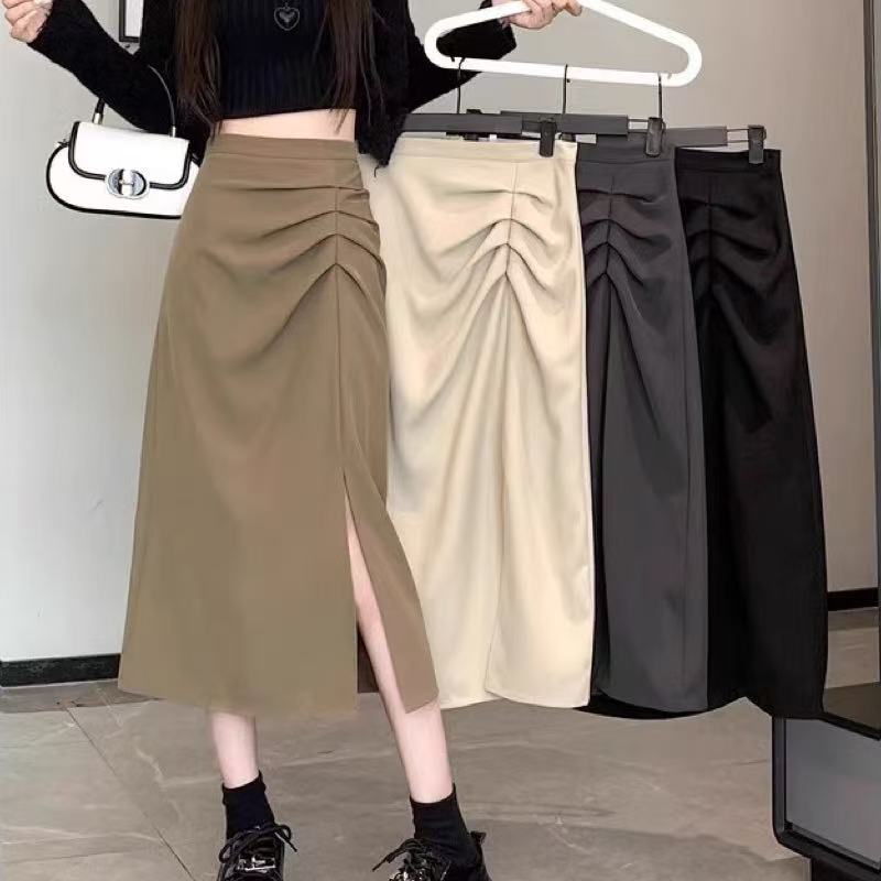 تنورة نسائية عصرية عالية الخصر بفتحة | Womens Stylish High-waisted Slimming Split Skirt