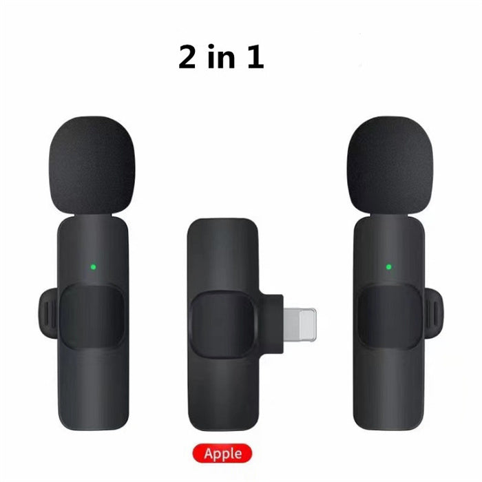 ميكروفون لافالير لاسلكي محمول للتسجيل الصوتي والمرئي | Wireless Lavalier Microphone Portable Audio Video Recording Mini Mic