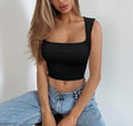 قميص يوغا بدون أكمام بياقة مربعة | Seamless Square Collar Sleeveless Midriff-baring Fashion Camisole Yoga Stretch Top