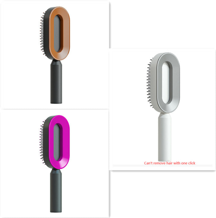 فرشاة شعر ذاتية التنظيف بضغطة واحدة مضادة للكهرباء لمساج فروة الرأس | Self Cleaning Hair Brush One-key Cleaning Anti-Static Airbag Massage Scalp Comb