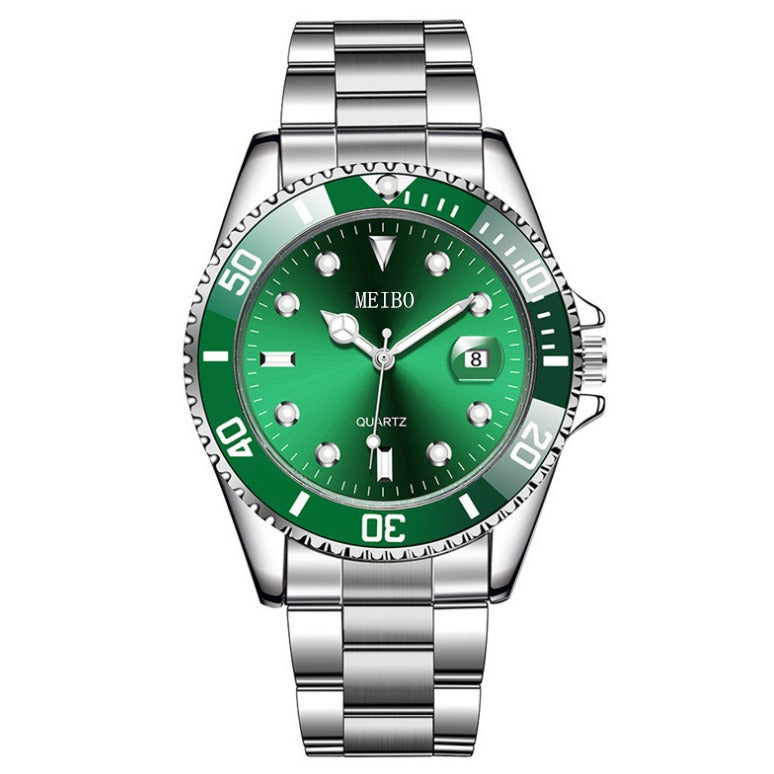 ساعة رجالية بسوار فولاذي وتقويم وعدسة تكبير | Magnifying Glass Calendar Men's Watch With A Steel Strap