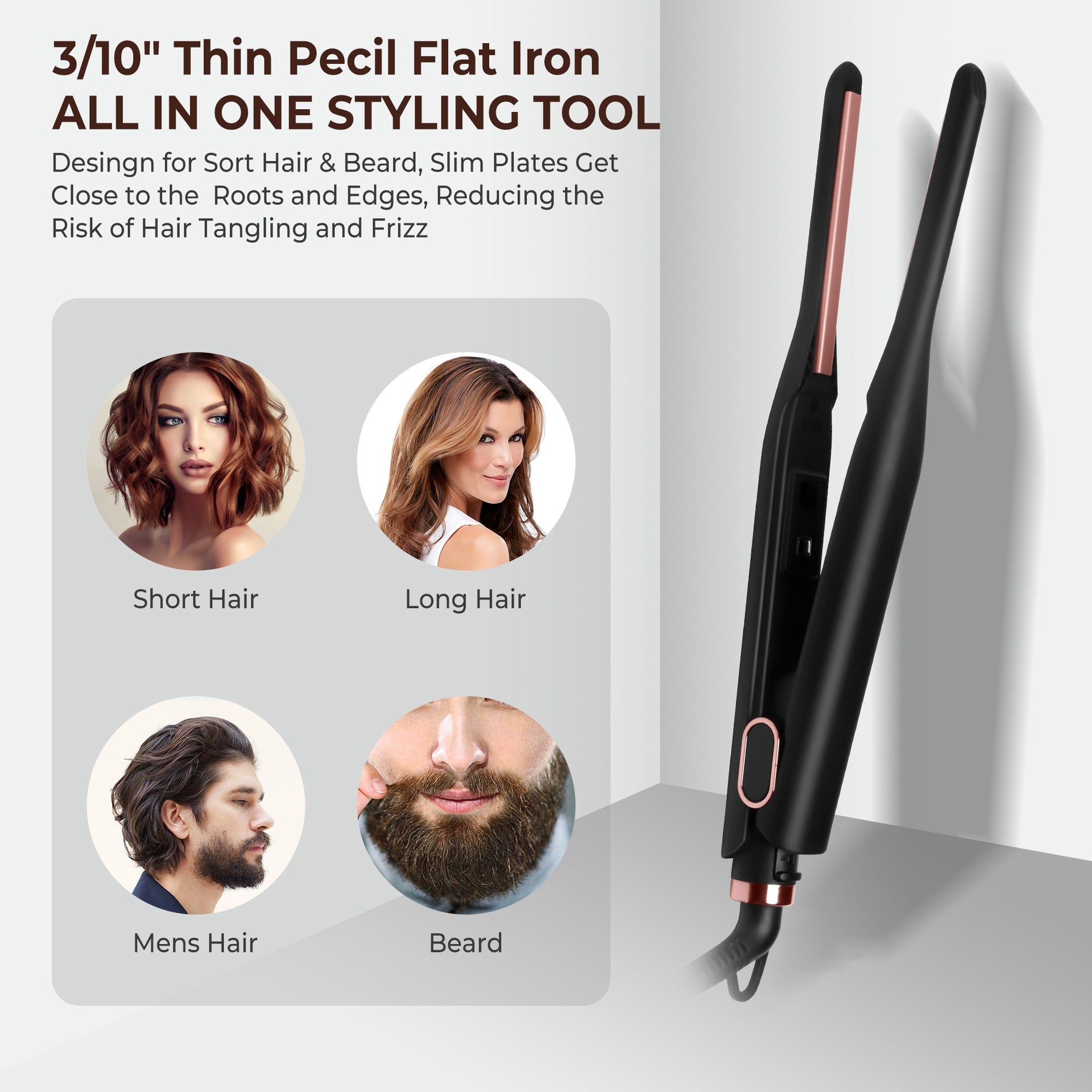 مكواة شعر ميني سريعة التسخين للفرد والتمويج | Quick Thermal Wide Voltage Mini Hair Straightener Hair Straightening Plate Hair Curler