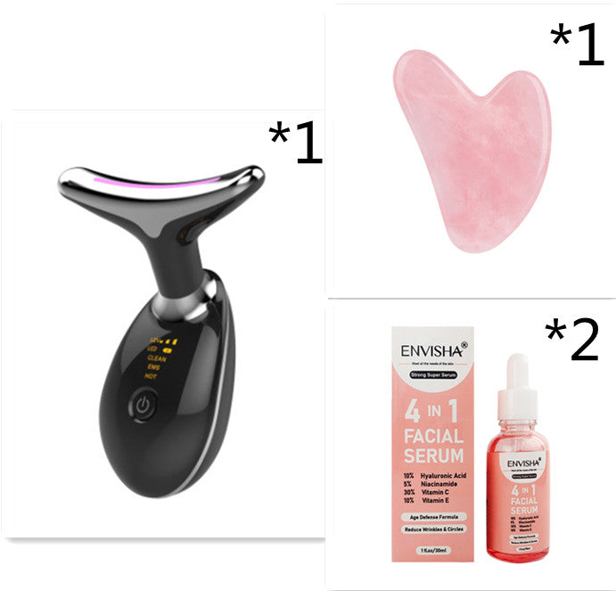 جهاز مساج EMS لشد الرقبة | EMS Thermal Neck Lifting Massager LED Photon Microcurrent Wrinkle Remover