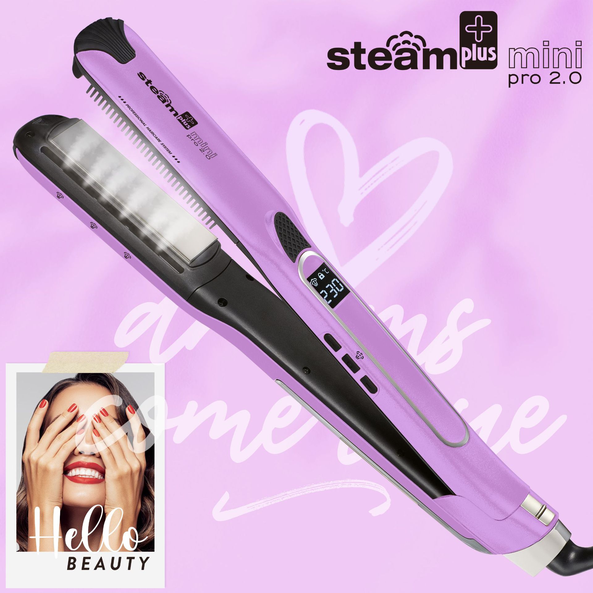 مكواة شعر بخار ميني للفرد والتمويج | Mini Steam Splint Spray Steam Hair Straightener For Curling Or Straightening