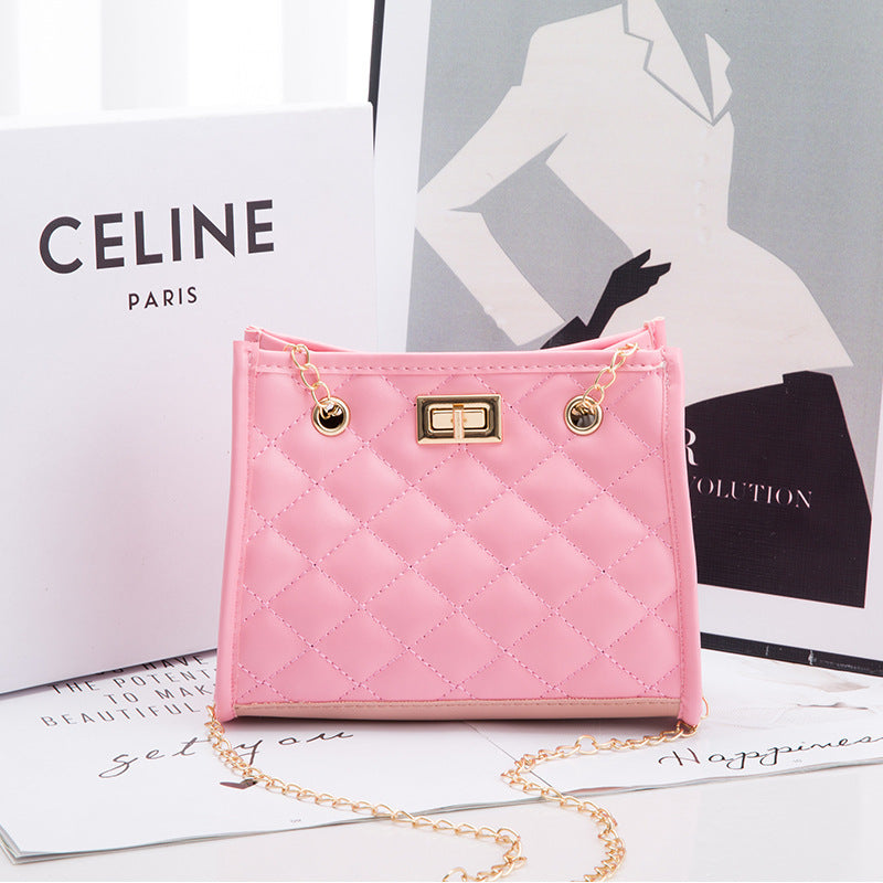 حقيبة كتف صغيرة بسلسلة بخياطة معينية مربعة للنساء | Mini Chain Shoulder Bags Rhombus Sewing Small Square Bags For Women