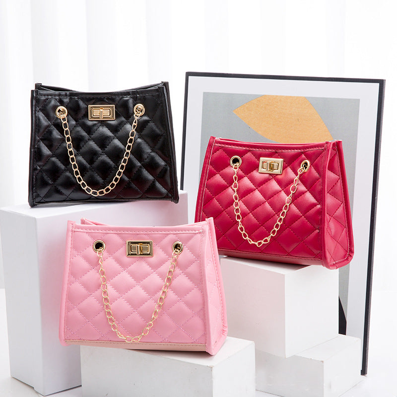 حقيبة كتف صغيرة بسلسلة بخياطة معينية مربعة للنساء | Mini Chain Shoulder Bags Rhombus Sewing Small Square Bags For Women