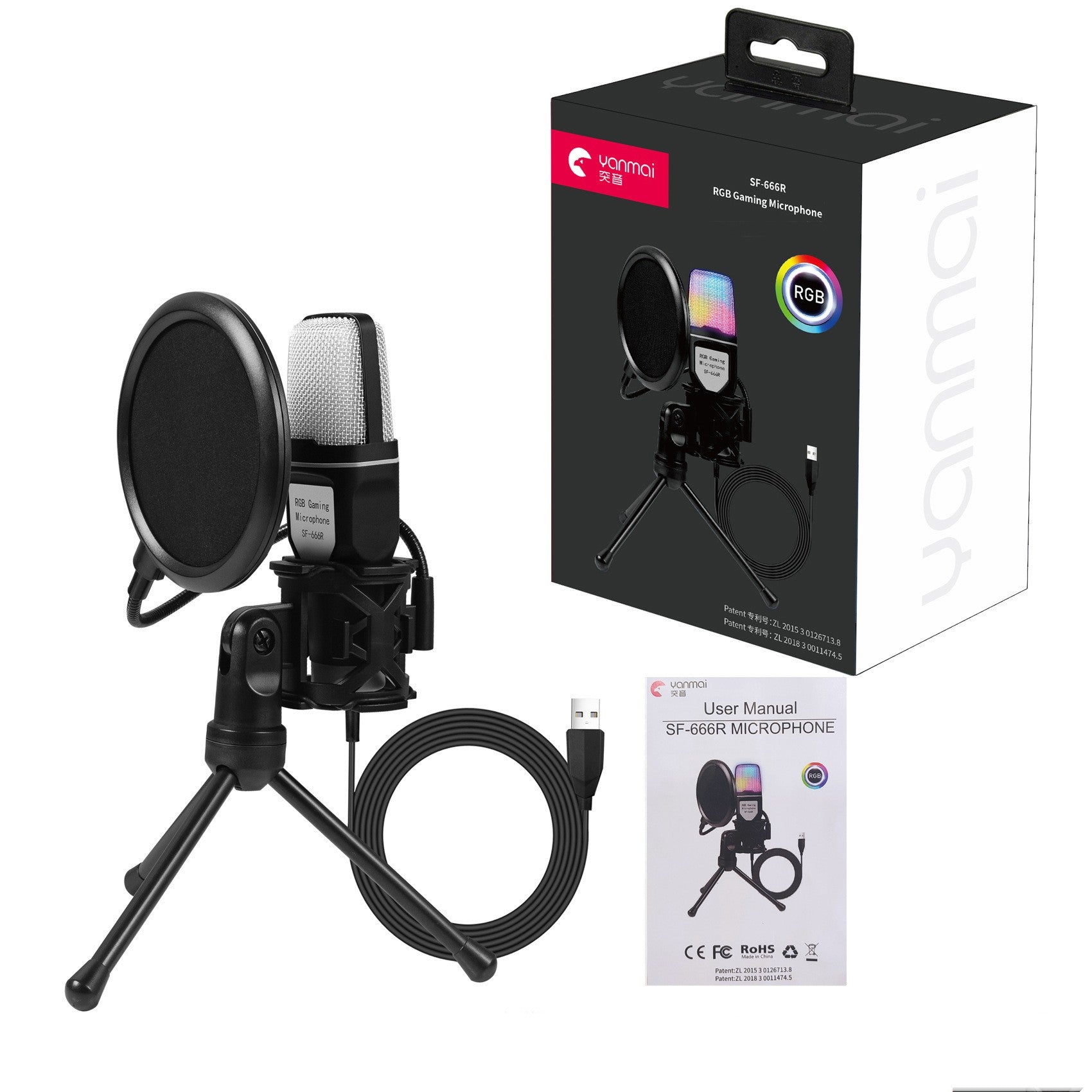 ميكروفون كمبيوتر RGB للألعاب والإيسبورت | RGB Gaming Desktop Microphone Capacitor Esports