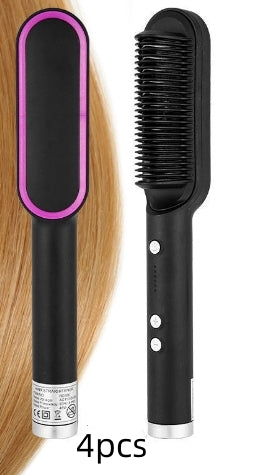 مكواة شعر 2 في 1 مع تجعيد | New 2 In 1 Hair Straightener Hot Comb Curling Tong Electric Hair Brush