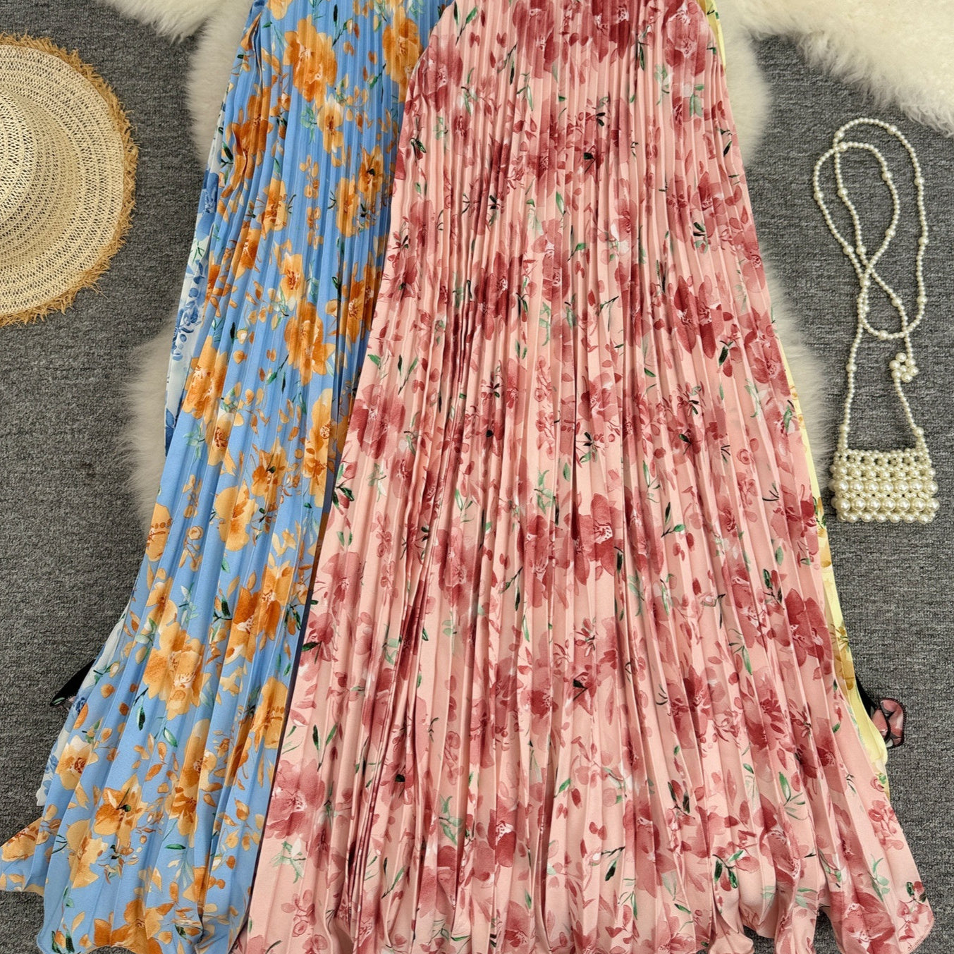 تنورة مطوية مطبوعة عالية الخصر متعددة الاستخدامات | Printed Pleated Skirt For Workwear Versatile And High-waisted