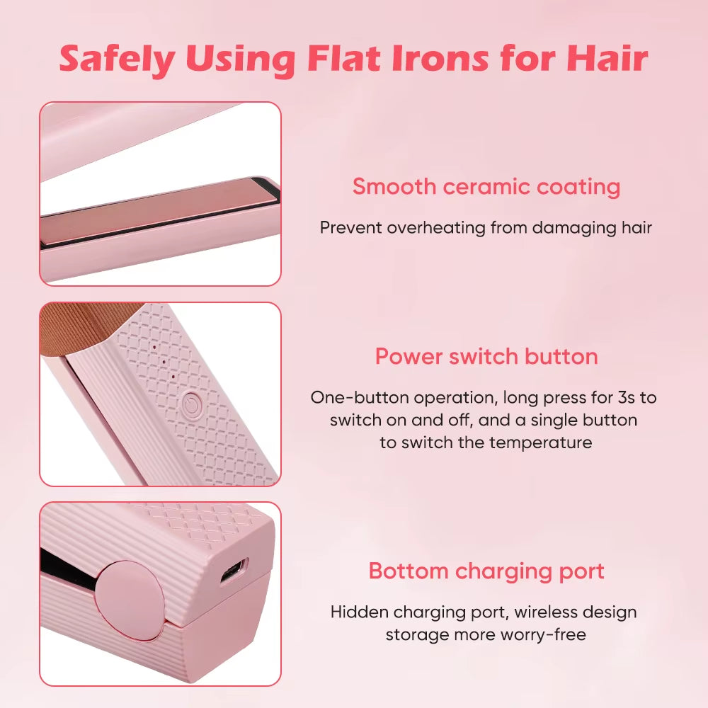 OEM/ODM Hair Straightener Rapidcharge Technology Ceramic Mini Cordless Flat Iron Smart Hair Straighteners Electric Household